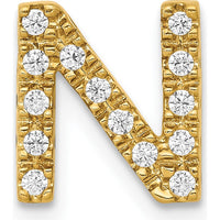 14K Yellow Gold Diamond Letter N Charm with 14 Round Diamonds - 0.01 Carat Total Diamond Weight by Oro Pregiato