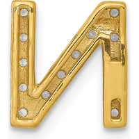 14K Yellow Gold Diamond Letter N Charm with 14 Round Diamonds - 0.01 Carat Total Diamond Weight by Oro Pregiato