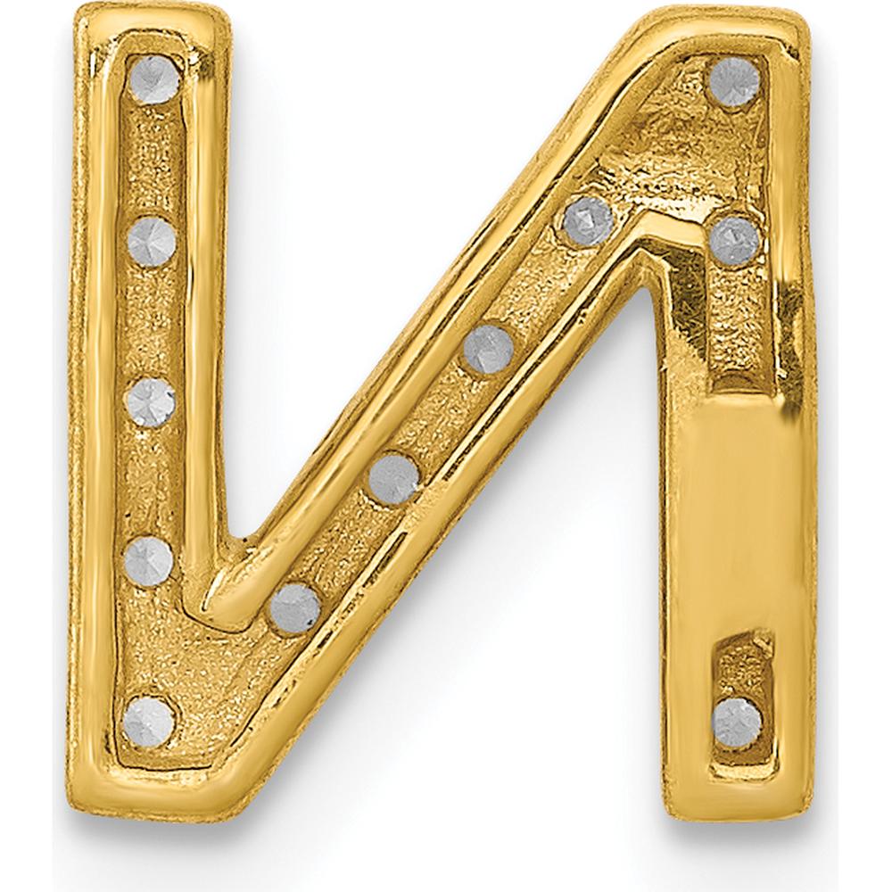 14K Yellow Gold Diamond Letter N Charm with 14 Round Diamonds - 0.01 Carat Total Diamond Weight by Oro Pregiato