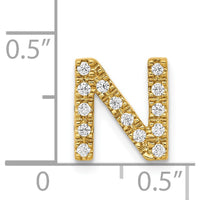 14K Yellow Gold Diamond Letter N Charm with 14 Round Diamonds - 0.01 Carat Total Diamond Weight by Oro Pregiato