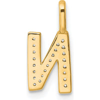 14K Yellow Gold Diamond Letter N Initial Pendant with Sparkling Diamond Detailing by Oro Pregiato