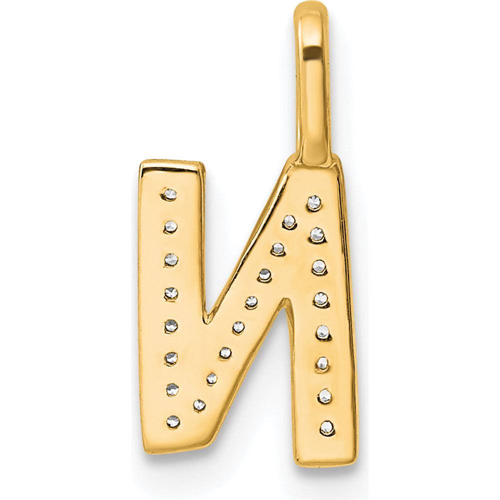 14K Yellow Gold Diamond Letter N Initial Pendant with Sparkling Diamond Detailing by Oro Pregiato