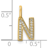 14K Yellow Gold Diamond Letter N Initial Pendant with Sparkling Diamond Detailing by Oro Pregiato