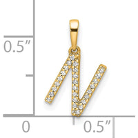 14K Yellow Gold Diamond Letter N Pendant - 0.25 Carat Total Diamond Weight by Oro Pregiato