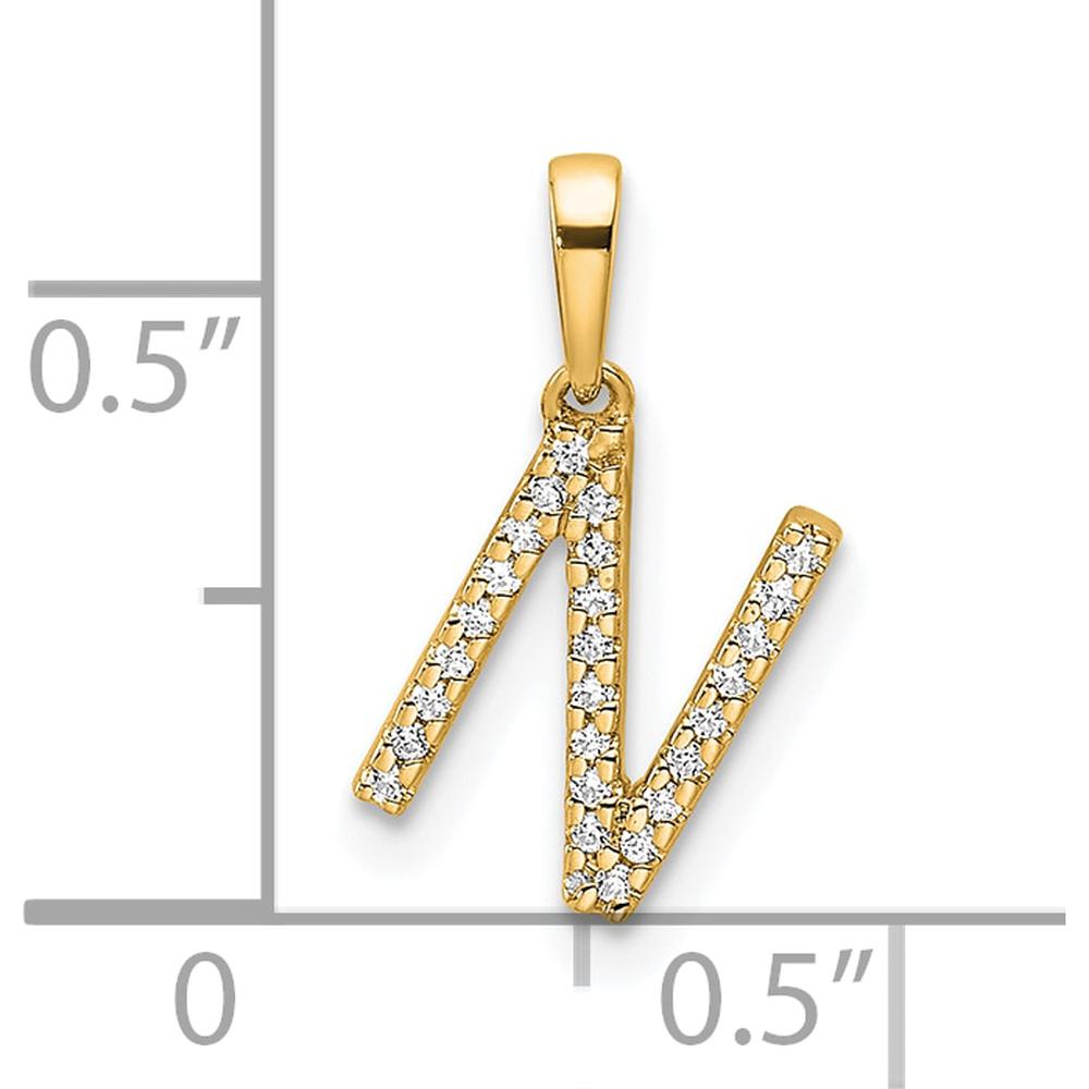 14K Yellow Gold Diamond Letter N Pendant - 0.25 Carat Total Diamond Weight by Oro Pregiato