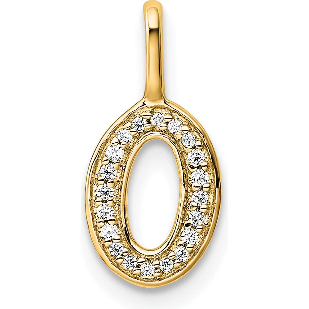 14K Yellow Gold Diamond Letter O Initial Pendant - 0.25 Carat Total Diamond Weight by Oro Pregiato