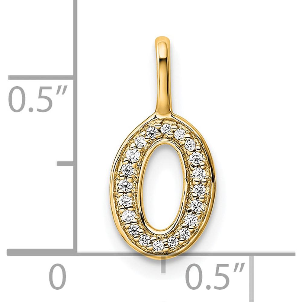 14K Yellow Gold Diamond Letter O Initial Pendant - 0.25 Carat Total Diamond Weight by Oro Pregiato