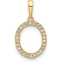 14K Yellow Gold Diamond Letter O Initial Pendant - 0.50 Carat Total Diamond Weight by Oro Pregiato