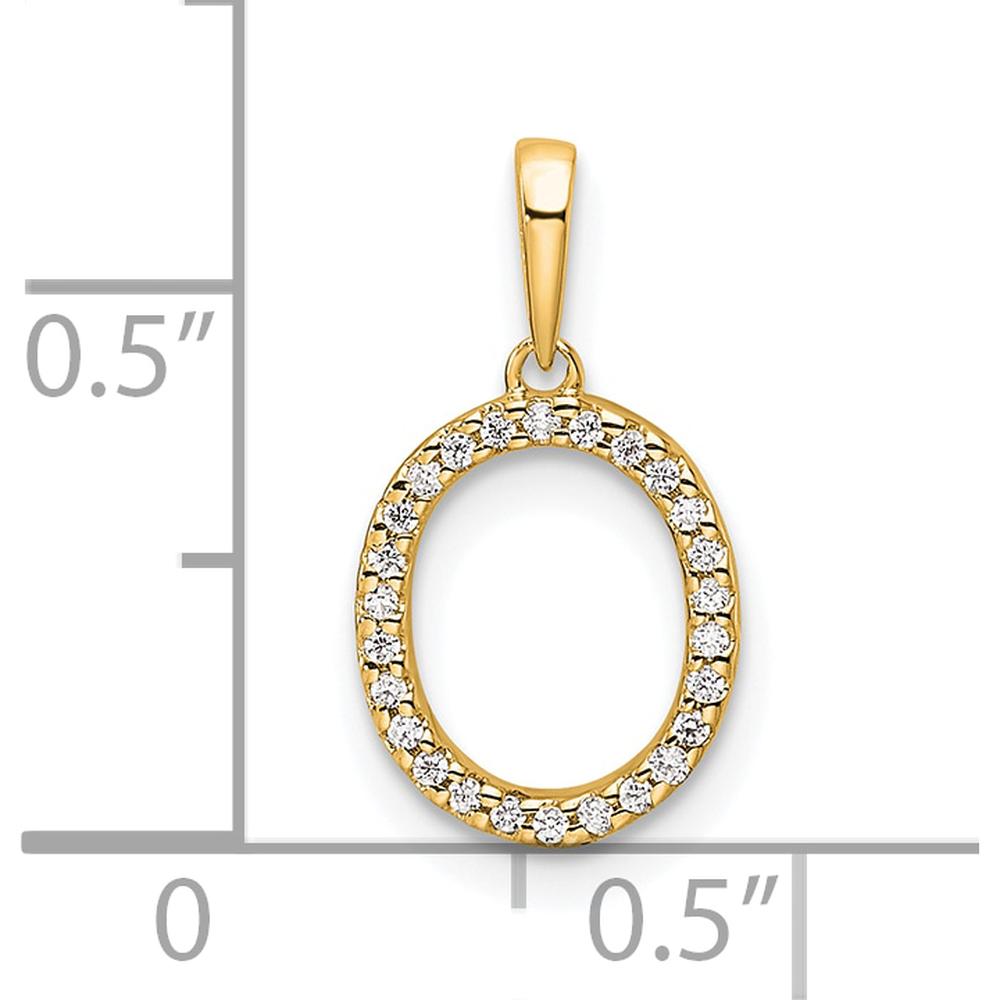 14K Yellow Gold Diamond Letter O Initial Pendant - 0.50 Carat Total Diamond Weight by Oro Pregiato