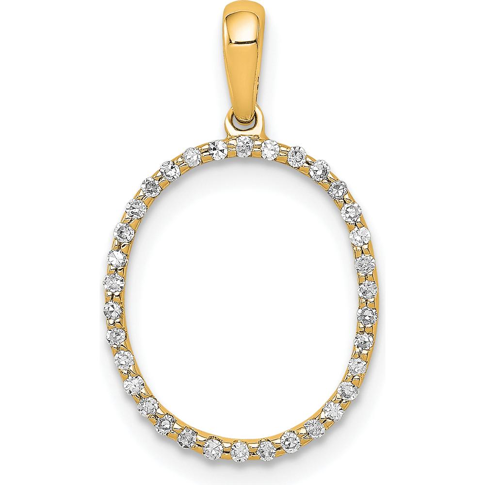 14K Yellow Gold Diamond Letter O Initial Pendant - Brilliant Diamond Set Charm by Oro Pregiato