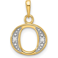 14K Yellow Gold Diamond Letter O Pendant with Rhodium Accents - 0.01 Carat Total Diamond Weight by Oro Pregiato