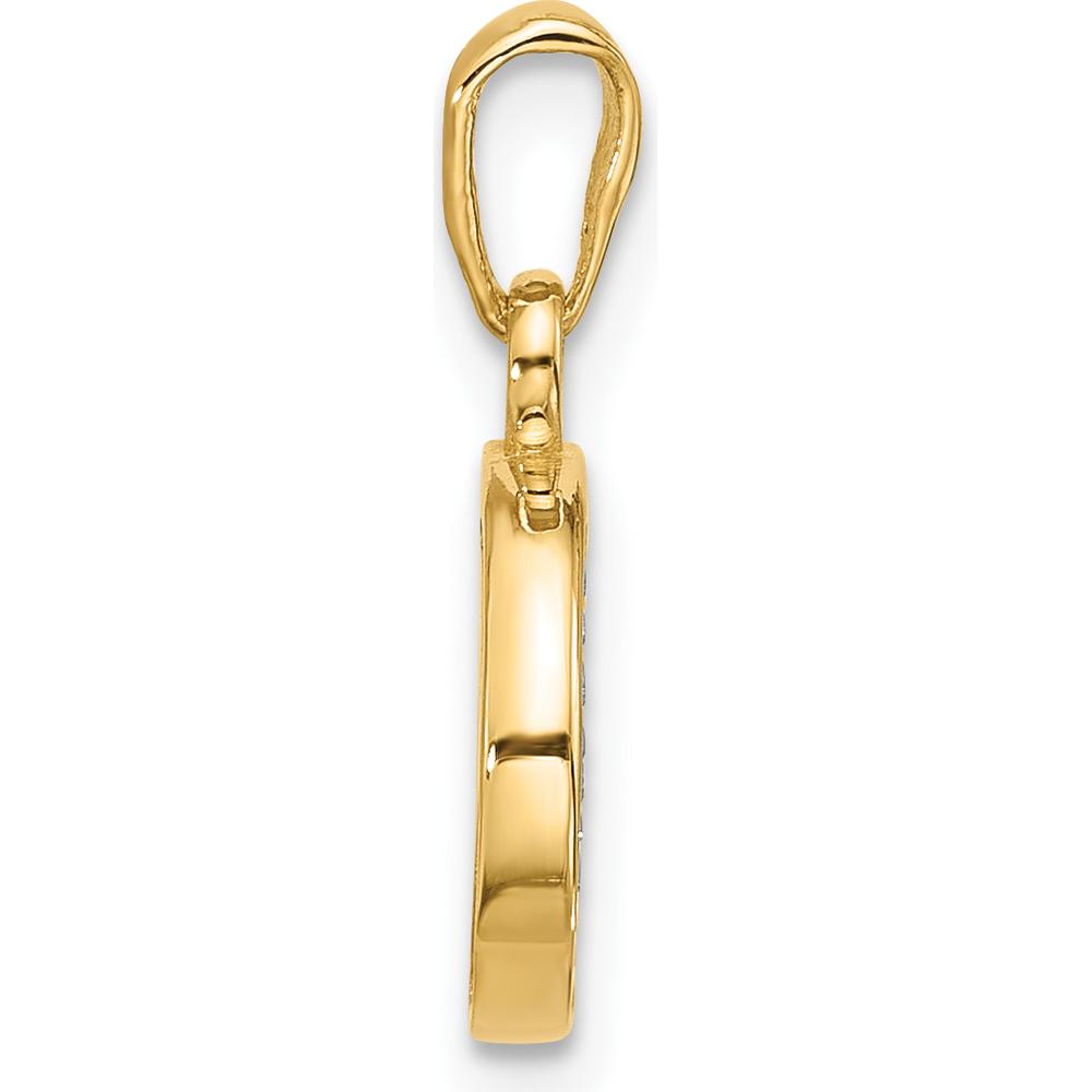 14K Yellow Gold Diamond Letter O Pendant with Rhodium Accents - 0.01 Carat Total Diamond Weight by Oro Pregiato