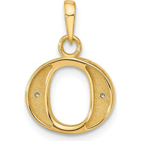 14K Yellow Gold Diamond Letter O Pendant with Rhodium Accents - 0.01 Carat Total Diamond Weight by Oro Pregiato