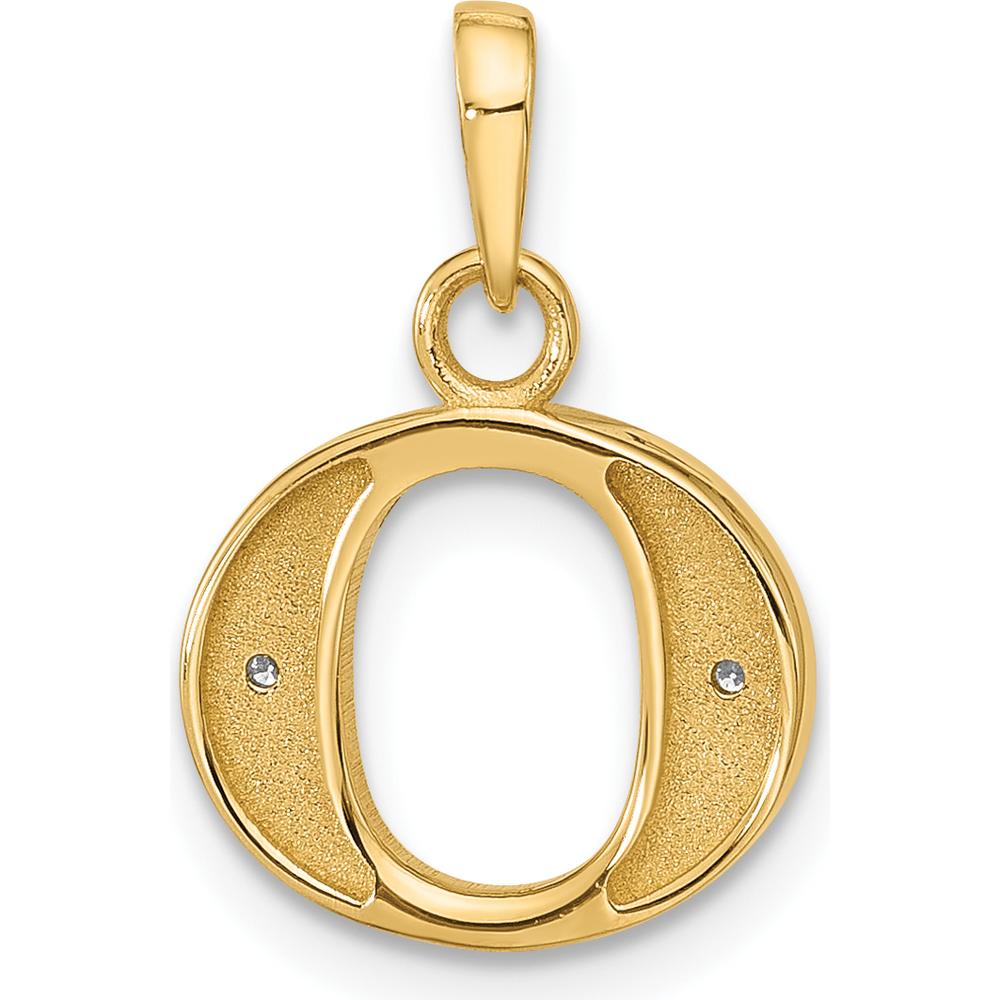 14K Yellow Gold Diamond Letter O Pendant with Rhodium Accents - 0.01 Carat Total Diamond Weight by Oro Pregiato