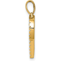 14K Yellow Gold Diamond Letter P Initial Pendant - Polished Finish with Brilliant Diamonds by Oro Pregiato