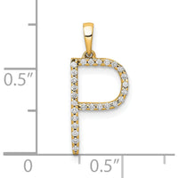 14K Yellow Gold Diamond Letter P Initial Pendant - Polished Finish with Brilliant Diamonds by Oro Pregiato