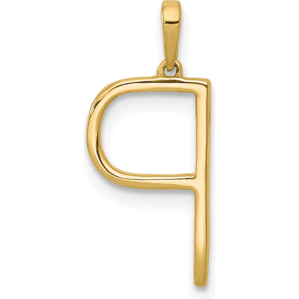 14K Yellow Gold Diamond Letter P Initial Pendant - Polished Finish with Brilliant Diamonds by Oro Pregiato