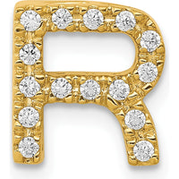 14K Yellow Gold Diamond Letter R Initial Charm with 15 Round Natural Diamonds - 0.01 Carat Total Diamond Weight by Monteluci Fine Jewelry