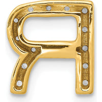 14K Yellow Gold Diamond Letter R Initial Charm with 15 Round Natural Diamonds - 0.01 Carat Total Diamond Weight by Monteluci Fine Jewelry