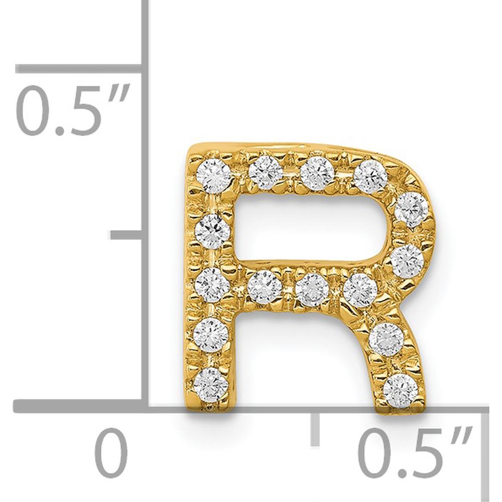 14K Yellow Gold Diamond Letter R Initial Charm with 15 Round Natural Diamonds - 0.01 Carat Total Diamond Weight by Monteluci Fine Jewelry