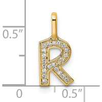 14K Yellow Gold Diamond Letter R Initial Pendant by Oro Pregiato