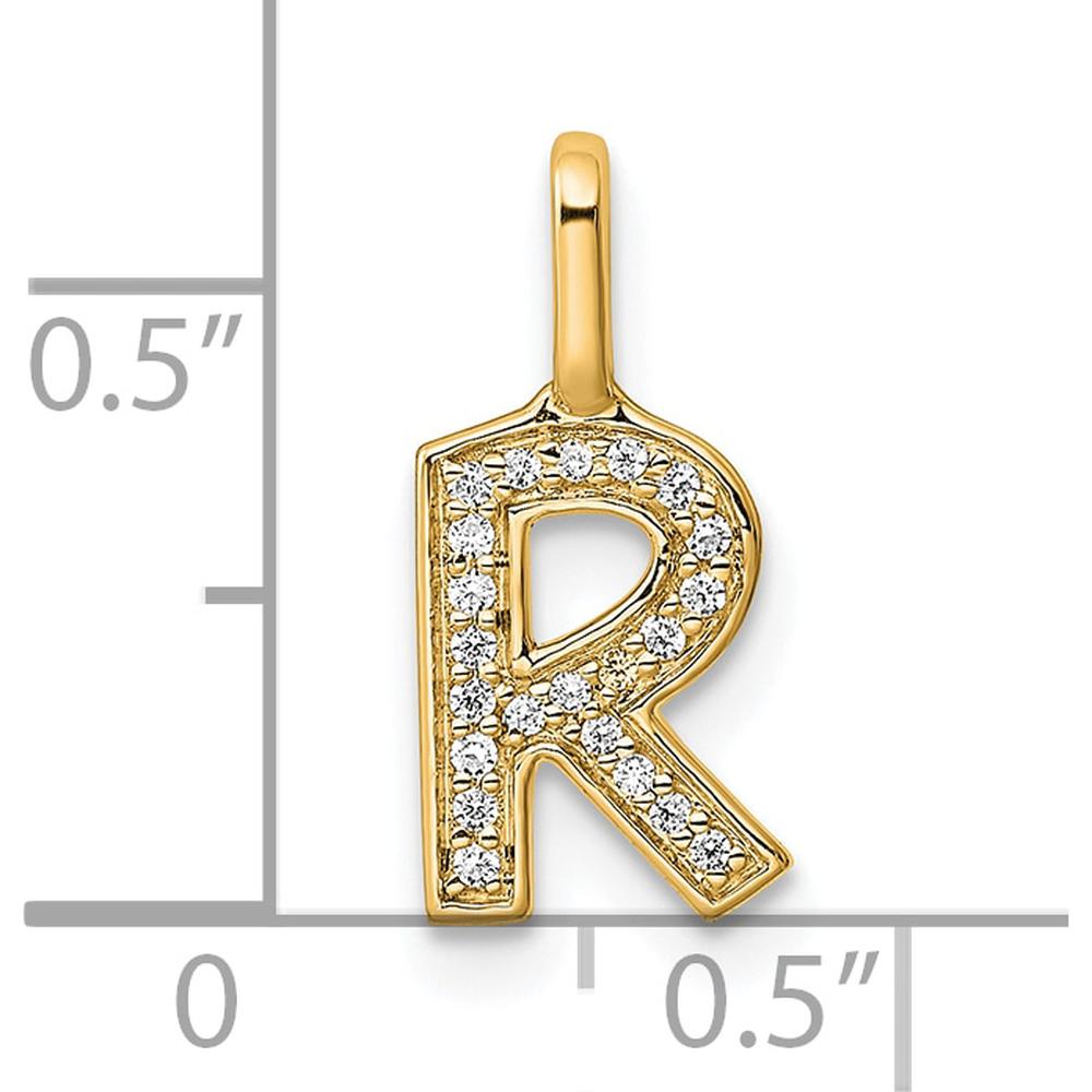 14K Yellow Gold Diamond Letter R Initial Pendant by Oro Pregiato