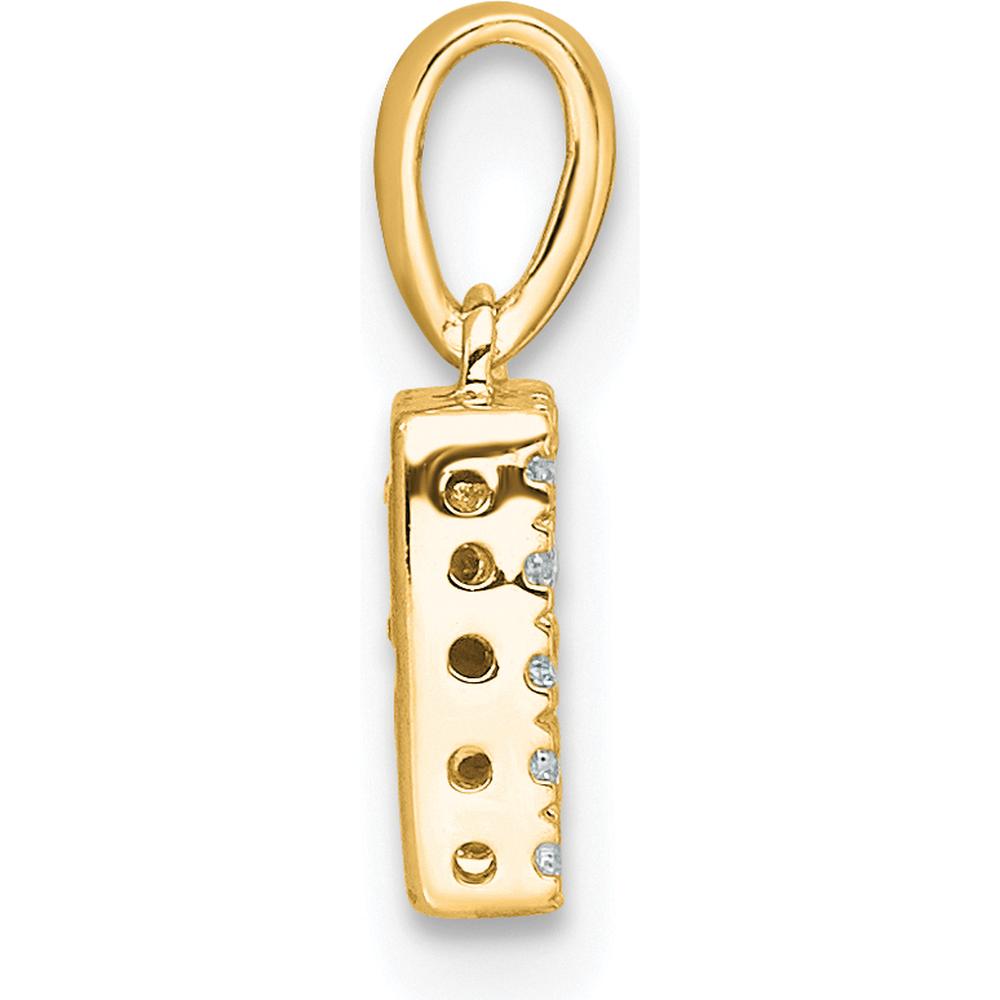 14K Yellow Gold Diamond Letter R Initial Pendant with Round Brilliant Diamonds by Oro Pregiato