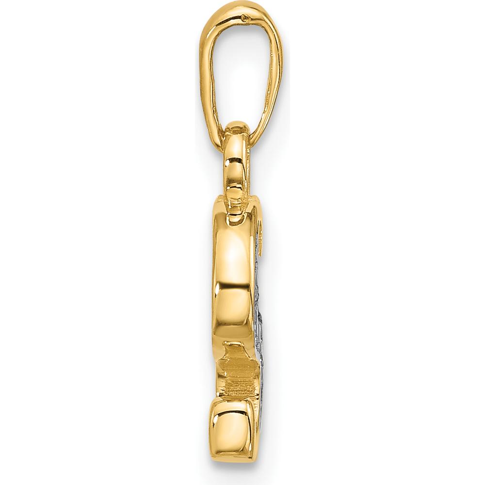 14K Yellow Gold Diamond Letter S Initial Pendant with Rhodium Accents - 0.01 Carat Total Diamond Weight by Oro Pregiato