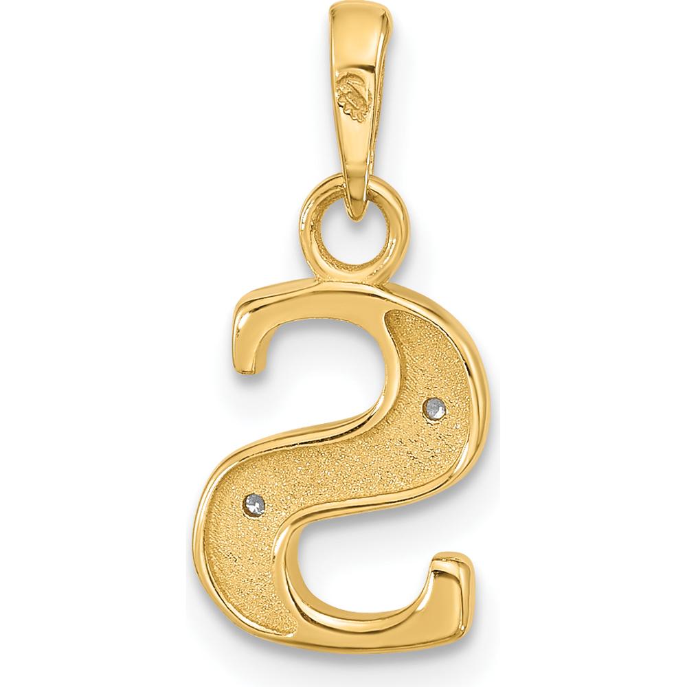14K Yellow Gold Diamond Letter S Initial Pendant with Rhodium Accents - 0.01 Carat Total Diamond Weight by Oro Pregiato