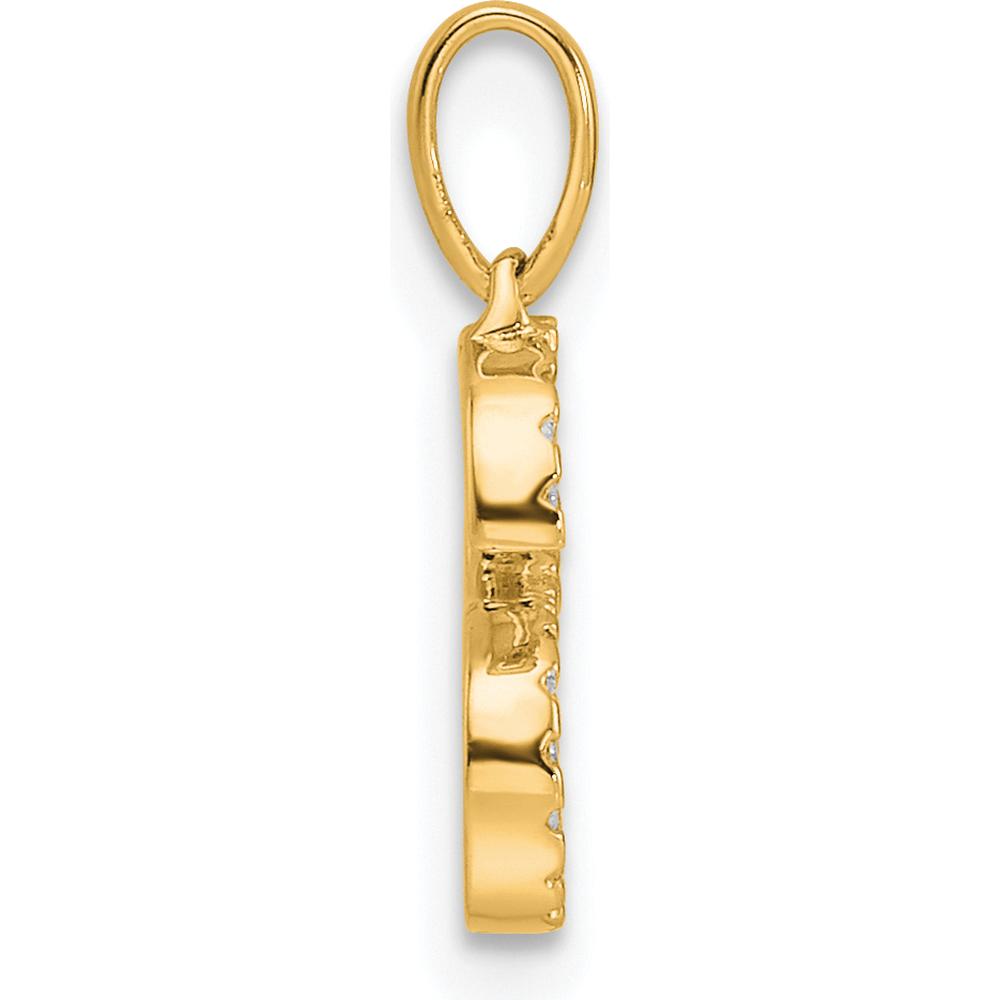 14K Yellow Gold Diamond Letter S Initial Pendant with Round Diamonds by Oro Pregiato