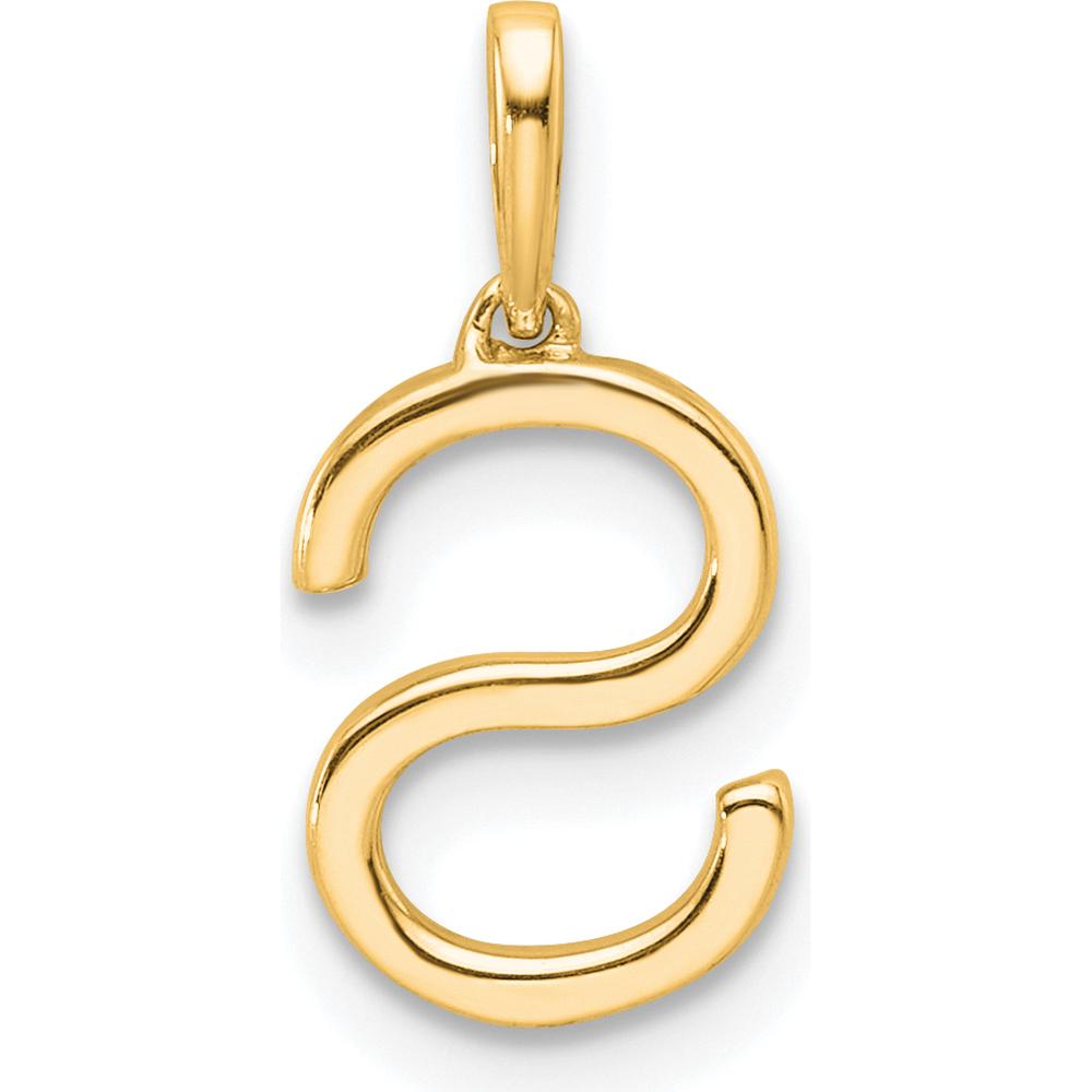 14K Yellow Gold Diamond Letter S Initial Pendant with Round Diamonds by Oro Pregiato