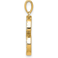 14K Yellow Gold Diamond Letter S Pendant - Polished Finish by Oro Pregiato
