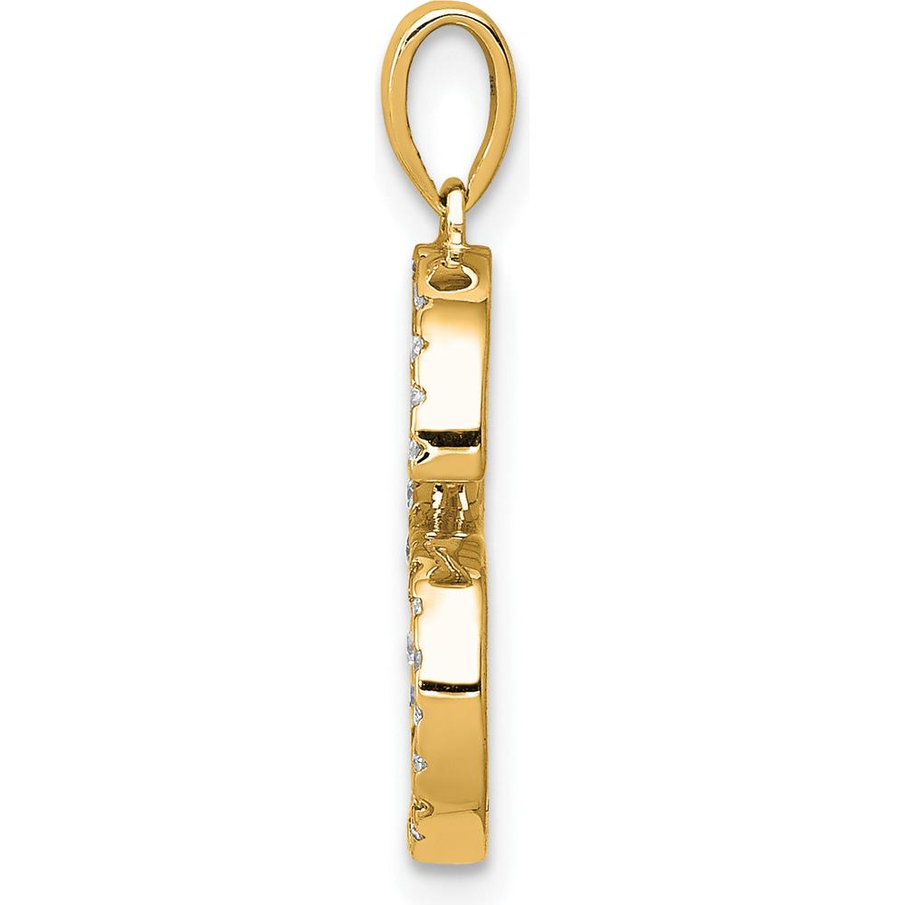 14K Yellow Gold Diamond Letter S Pendant - Polished Finish by Oro Pregiato