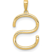 14K Yellow Gold Diamond Letter S Pendant - Polished Finish by Oro Pregiato