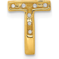 14K Yellow Gold Diamond Letter T Initial Charm with 9 Round Diamonds - 0.09 Carat Total Diamond Weight by Oro Pregiato