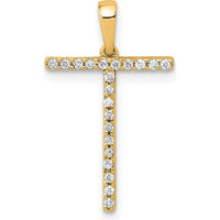 14K Yellow Gold Diamond Letter T Initial Pendant - 0.25 Carat Total Diamond Weight by Oro Pregiato