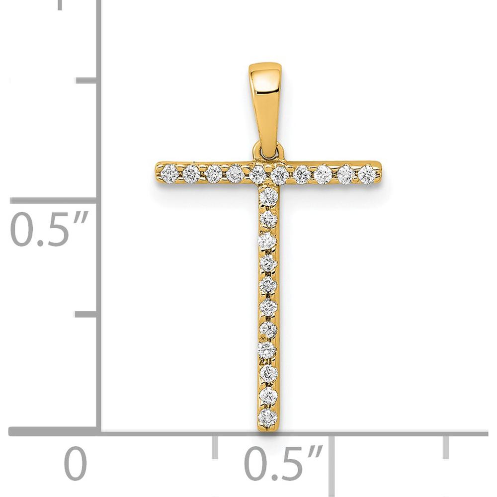 14K Yellow Gold Diamond Letter T Initial Pendant - 0.25 Carat Total Diamond Weight by Oro Pregiato