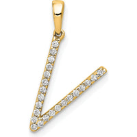 14K Yellow Gold Diamond Letter V Initial Pendant - 0.18 Carat Total Diamond Weight by Oro Pregiato