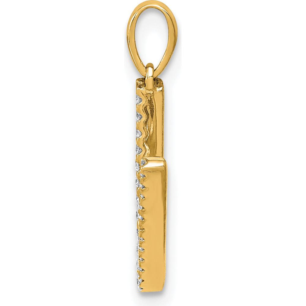 14K Yellow Gold Diamond Letter V Initial Pendant - 0.18 Carat Total Diamond Weight by Oro Pregiato