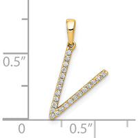 14K Yellow Gold Diamond Letter V Initial Pendant - 0.18 Carat Total Diamond Weight by Oro Pregiato