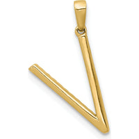 14K Yellow Gold Diamond Letter V Initial Pendant - 0.18 Carat Total Diamond Weight by Oro Pregiato