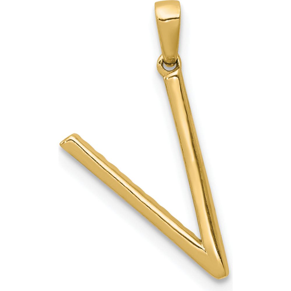 14K Yellow Gold Diamond Letter V Initial Pendant - 0.18 Carat Total Diamond Weight by Oro Pregiato