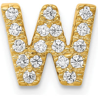 14K Yellow Gold Diamond Letter W Initial Charm with 17 Round Diamonds - 0.18 Carat Total Diamond Weight by Oro Pregiato
