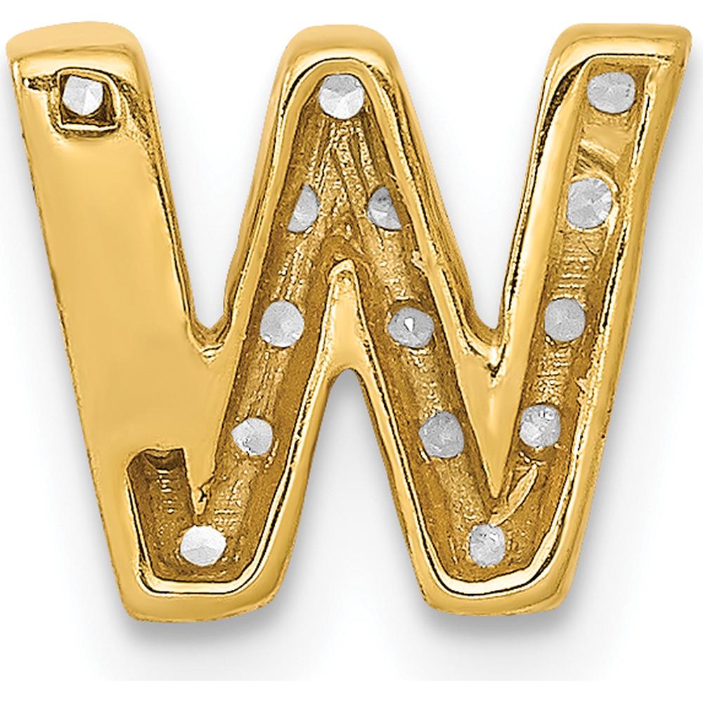 14K Yellow Gold Diamond Letter W Initial Charm with 17 Round Diamonds - 0.18 Carat Total Diamond Weight by Oro Pregiato