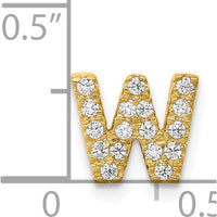 14K Yellow Gold Diamond Letter W Initial Charm with 17 Round Diamonds - 0.18 Carat Total Diamond Weight by Oro Pregiato