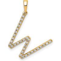14K Yellow Gold Diamond Letter W Initial Pendant with Polished Finish by Oro Pregiato