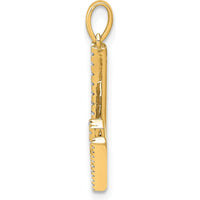 14K Yellow Gold Diamond Letter W Initial Pendant with Polished Finish by Oro Pregiato