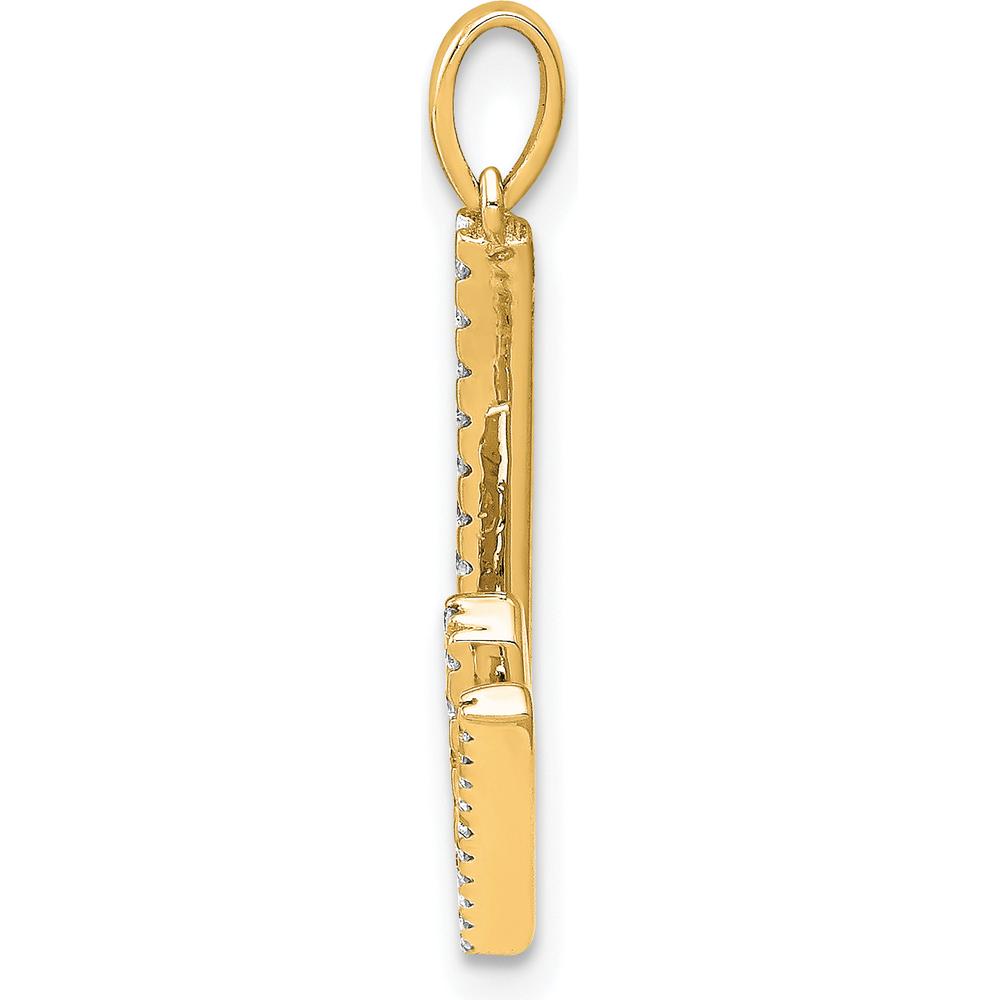 14K Yellow Gold Diamond Letter W Initial Pendant with Polished Finish by Oro Pregiato