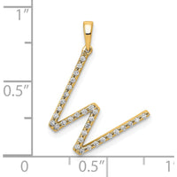 14K Yellow Gold Diamond Letter W Initial Pendant with Polished Finish by Oro Pregiato