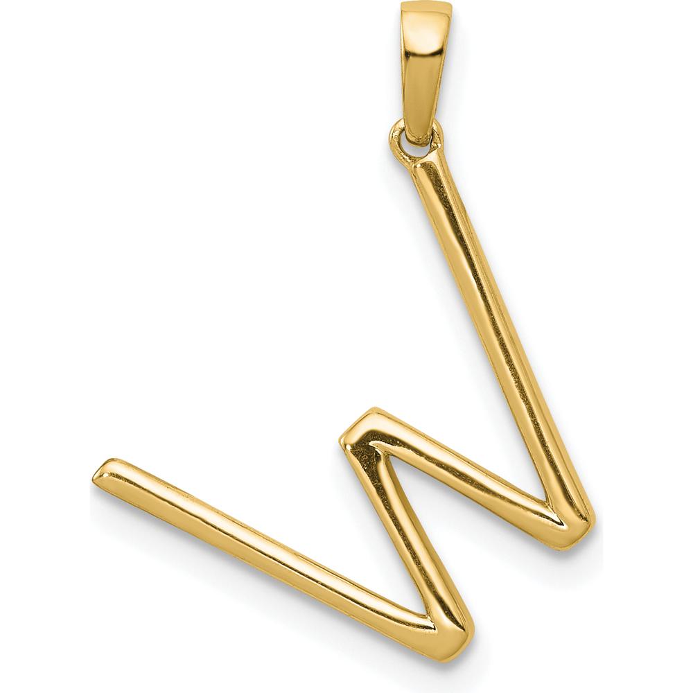 14K Yellow Gold Diamond Letter W Initial Pendant with Polished Finish by Oro Pregiato